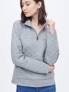 Tentree 1/4 Zip Quilted Fleece Grey Heather sz XS